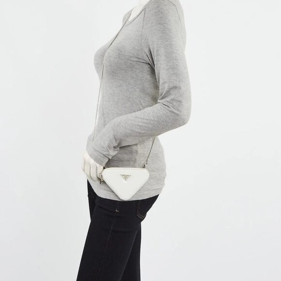 Prada Spazzolato Leather Triangle Mini Pouch Crossbody Clutch Bag 625-050125 - Picture 10 of 10